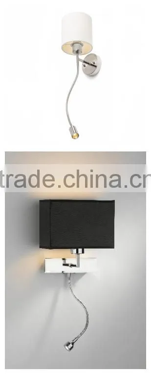 fashion fabric shade 3W led hotel bedside wall light
