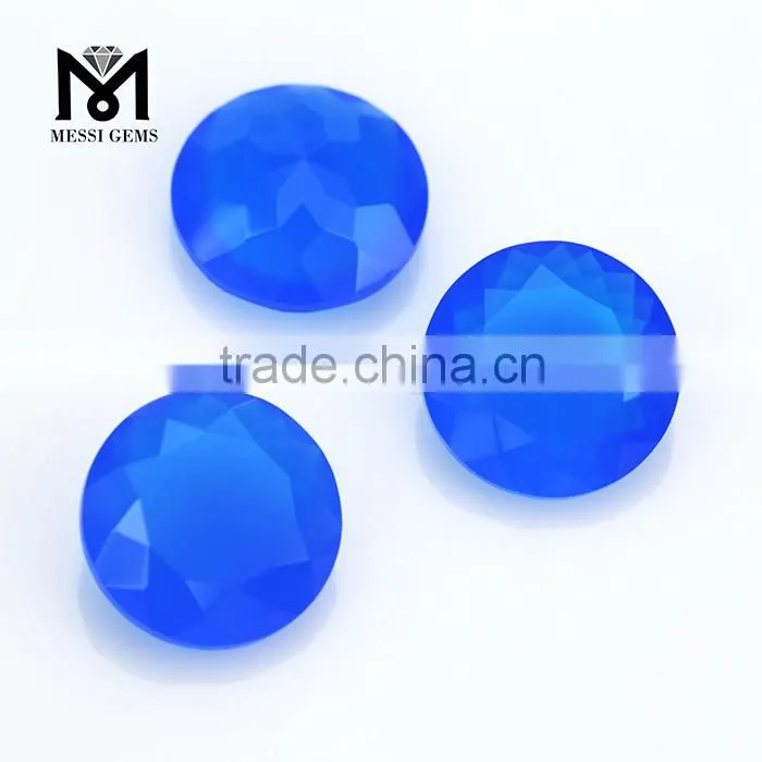 Semi- Precious Loose Gemstone Faceted Round 8mm Blue Agate