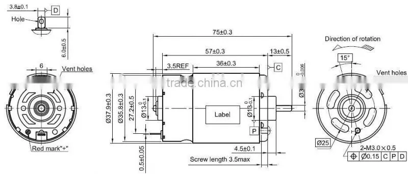 high torque low rpm electric motor for electric curtain, cordless driver | RS-550H
