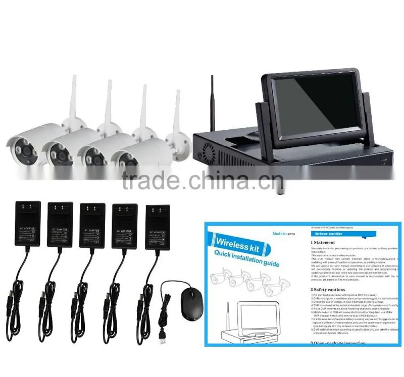 wireless ip camera with 10.1 inch monitor ccvt nvr kit