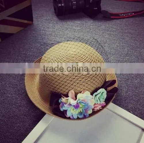 factory wholesale handmade high quality beach sun hat original selling flower latest 2016 straw hat wholesale