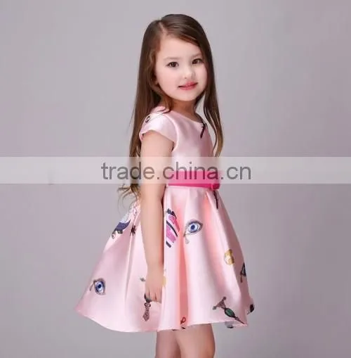 2016 lovely baby girl designer one piece party dress summer hot sale party dress for 2-12 years old girls