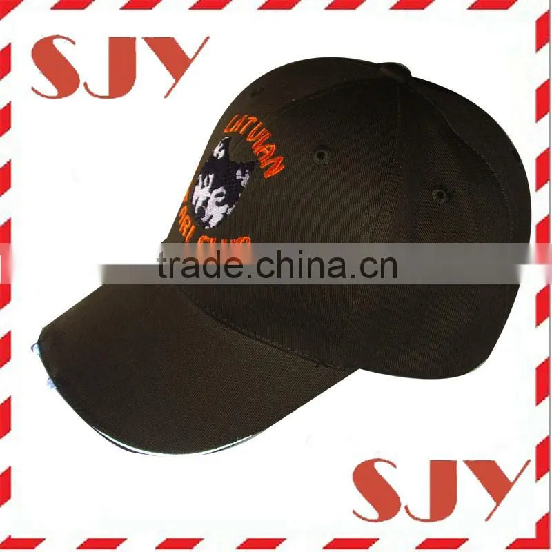flashing embroidery baseball caps and hats with led lights