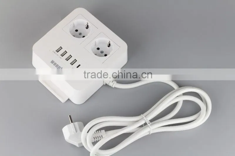 CE VDE approved new arrival 5V 8A 5 usb schuko outlets with phone holder