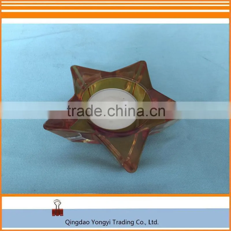 Star Shaped Glass Material With Tealight Candle/Paraffin Wax Candle For Home Decoration