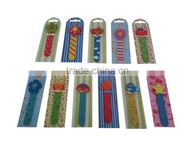 Wooden flower toy fish star model bookmarker / lovely wooden crafts stationery promotion gifts/ colorful bookmarking for kids
