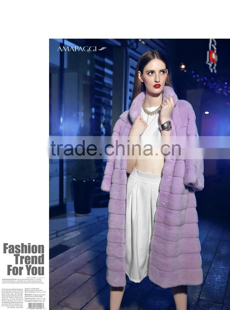 hot sale fashion long mink fur winter coat for overcoat
