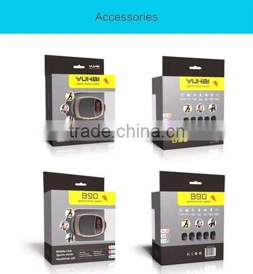 B90 Sports Bluetooth Speaker Hands-free Call TF Card Playing FM Radio Self-timer Wireless Speakers Smart Watch Time Display