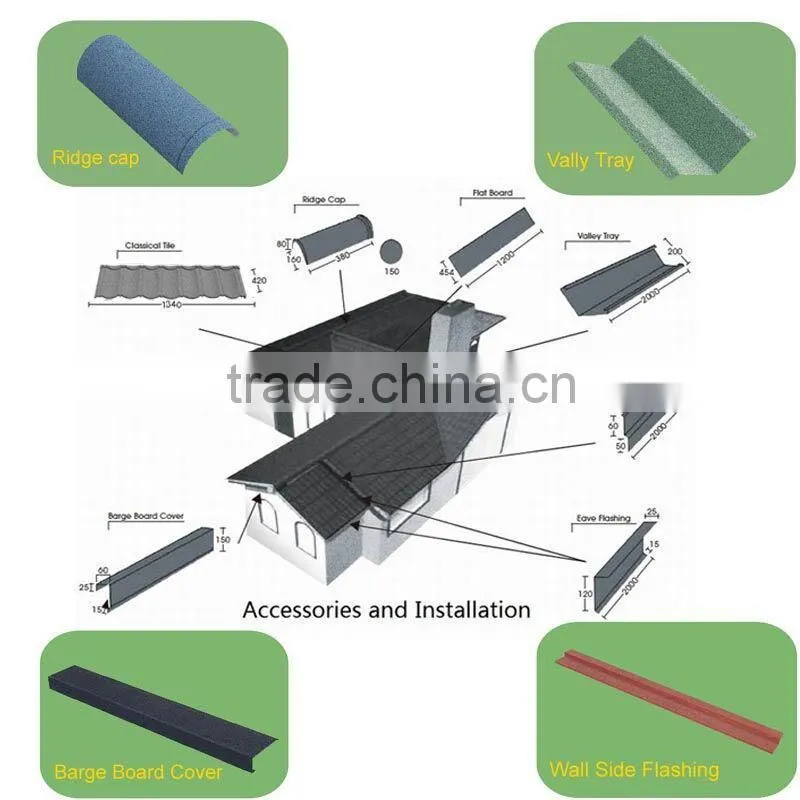 Dongyue Brand zinc and aluminum steel stone coated metal roofing tiles ,roof tile