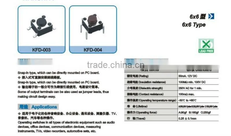 'KFC-001 4.5mm tact switch
