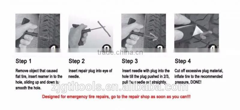 TLTR-01 Heavy Duty Tubeless Tire Repair Kit T-Handle Tire Plug Kit