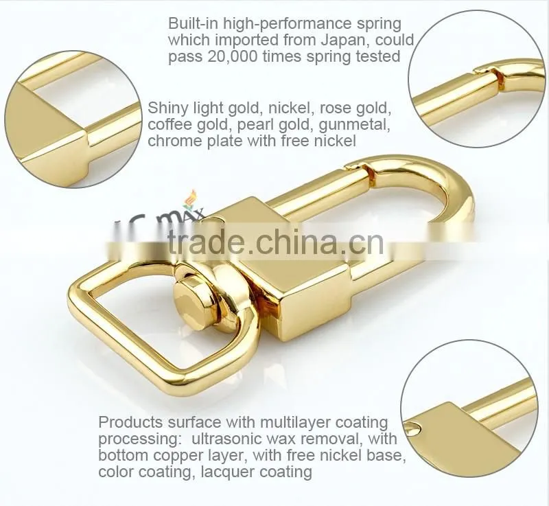 Square shining metal snap hook spare suitcase parts