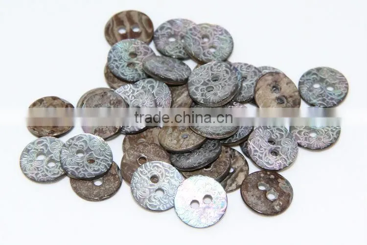 Natural 2 Holes Fancy High Quality Japanese Agoya Shell Button with Logo Engraved On