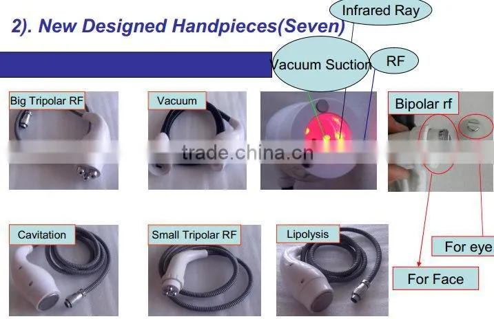 cavitation,lipolysis,vacuum, bipolar rf and tripolar rf multifunction beauty instrument with CE