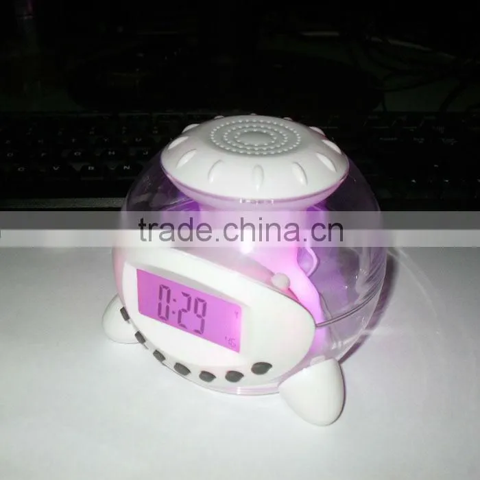 office&school promotional item gift 7 color light alarm clock with nature sound