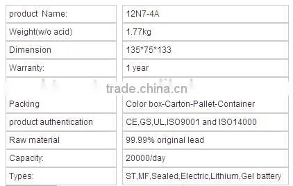 12v dry battery 12N9-4B-1