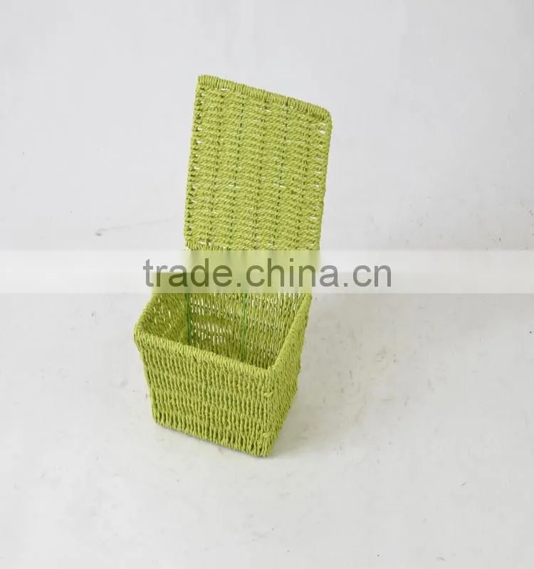 SD Folding mini rattan wicker baskets with handle for storage