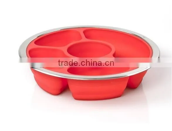 Silicone Collapsible Party Platter And Appetizer Server Tray with Lid