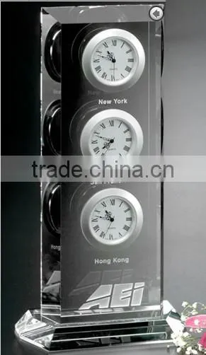 custom trilogy clock crystal desk clock