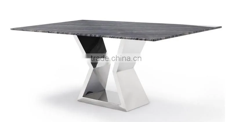 Modern Dining Table with Marble Top and Chrome Base