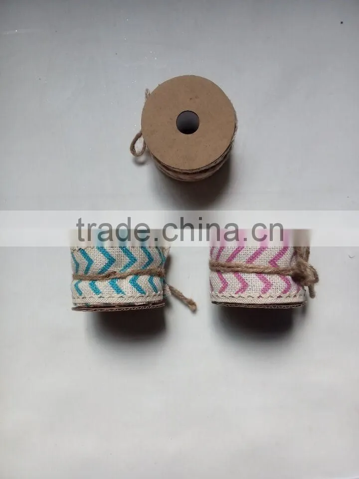 Custom decorative direction ribbon in 100% jute cloth