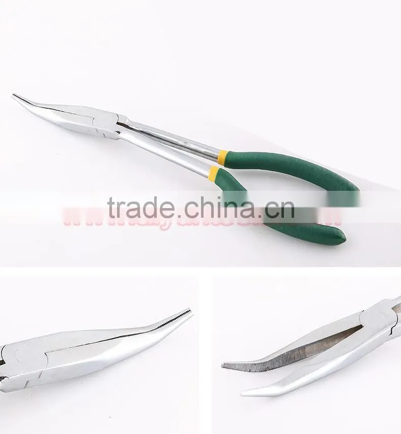 11" 280mm Auto Pliers Carry Pouch Auto Pliers Long Reach 45-Degree Bent Long Nose Pliers