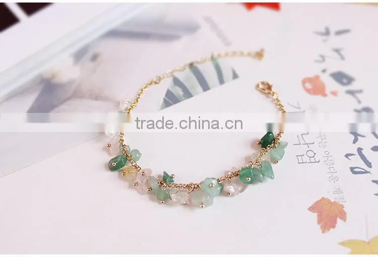 raw stone charms gold chain bracelet crushed stone bracelet