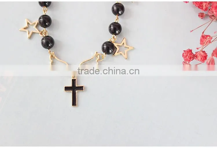 angel wing planet cross star charms bracelet pearl bead linked bracelet