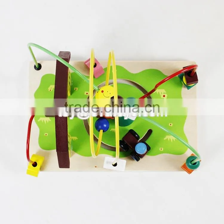 new design bead maze wooden kids roller coaster toy for education W11B141-S