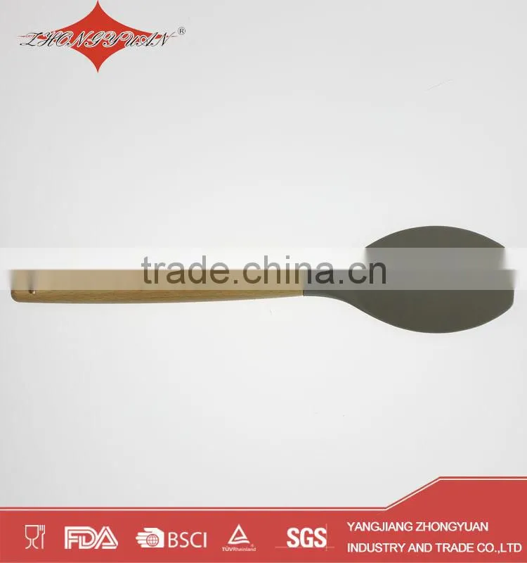 colorful silicone kitchen utensils with wood handle