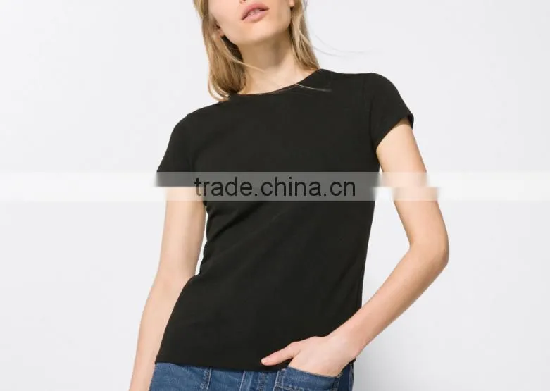 2016 New Fashion Summer Cotton Women Blank O-neck Short Sleeve T Shirts