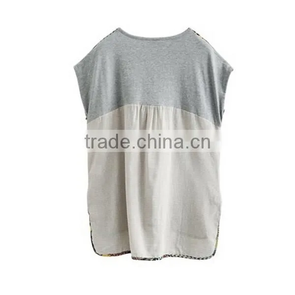 women high fashion neck design short front long back linen blouses elegant