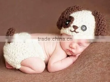 newborn baby dog hat cap cotton photography prop animal hat cap crochet knitted beanie