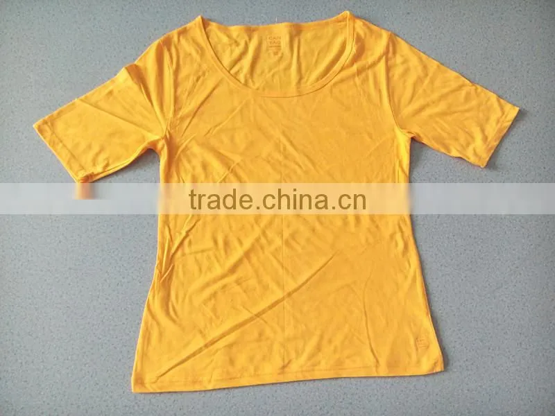 Stock lot 35 cotton and 65 polyester ladies t shirt