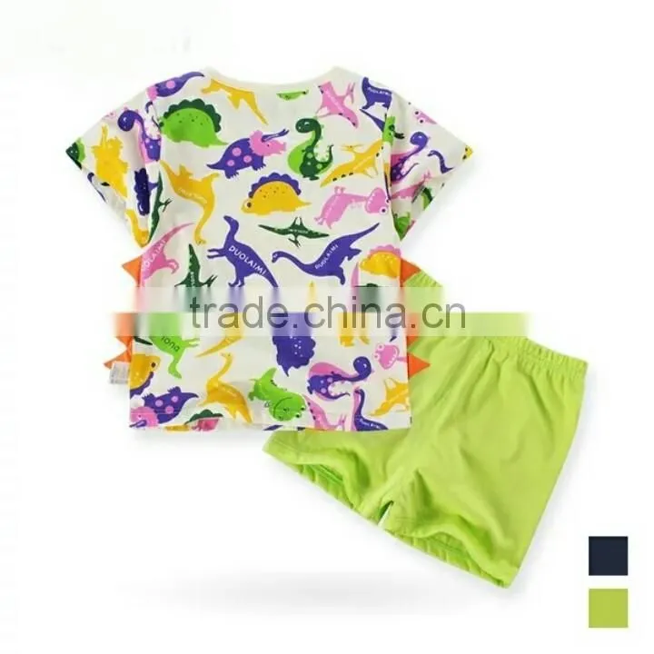 2016 Hot! New arrival high quality boys clothing sets with dinosaur printed