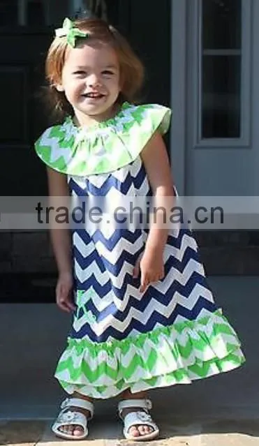 Baby Girls Pillowcase Chevron Stripe Tied Neck Dresses Girls Summer Dresses