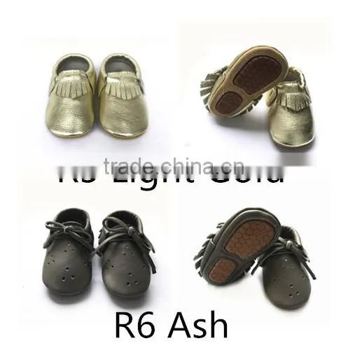 Top selling baby hard sole walking shoes toddler shoes rubber sole genuine leather baby moccasins