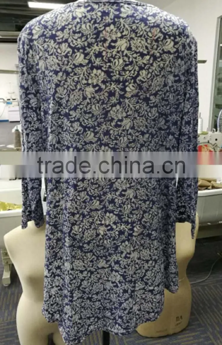 Top quality thin ladies 3/4 sleeve designs fashion cutting blouse