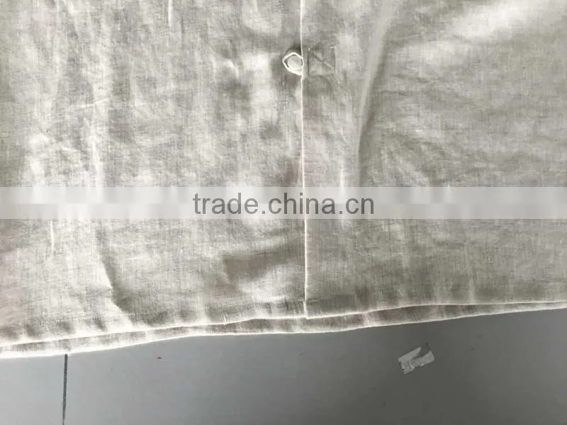 Beige linen Mandarin collar special buttonhole Mens casual dress shirts
