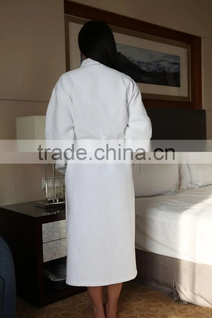 competitive price embroidery walffe bathrobe for hotel