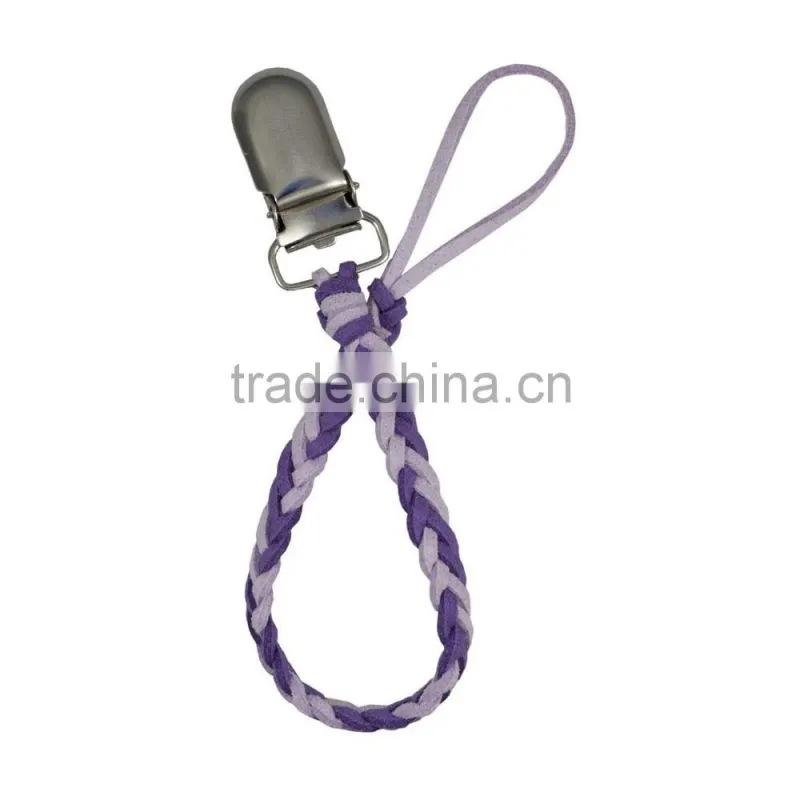 Baby Boy/Girl Dummy Pacifier Soother Nipple Leash Strap Chain Clip Holder Braided Leather