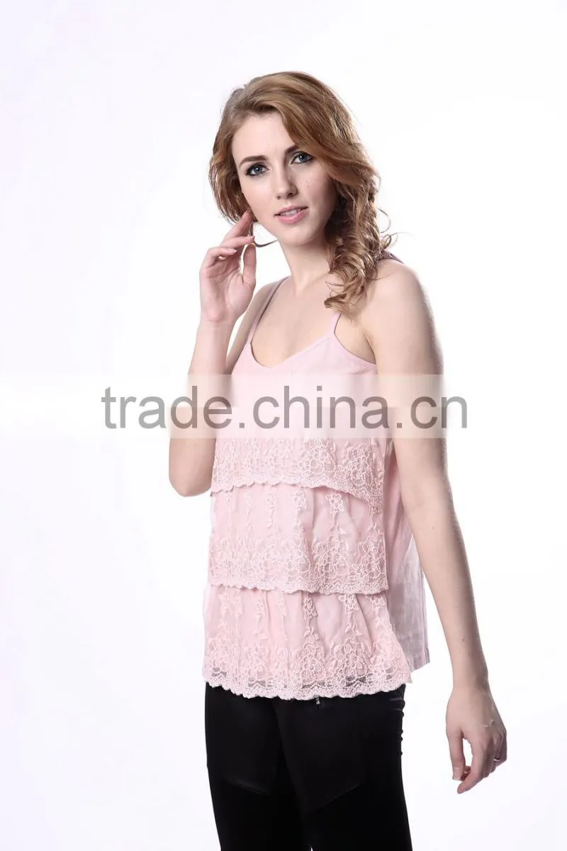 Women's lace spaghetti strap camo tank top for women