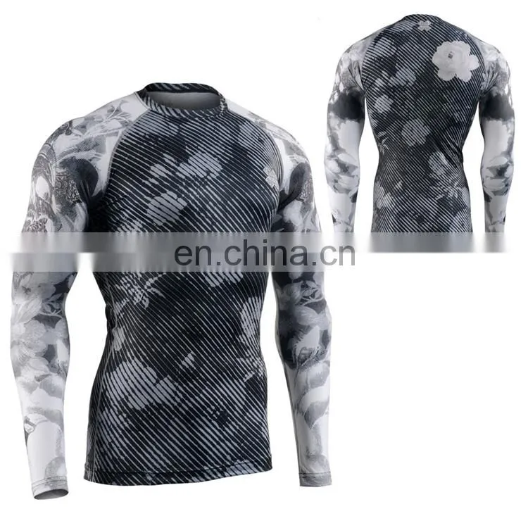 Lycra padded compression shirt bjj rash guard rashguard