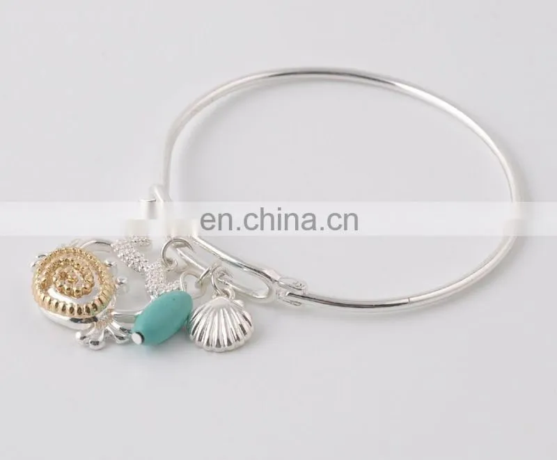 Sea Collection charms in two tones marine organism bracelet bangles