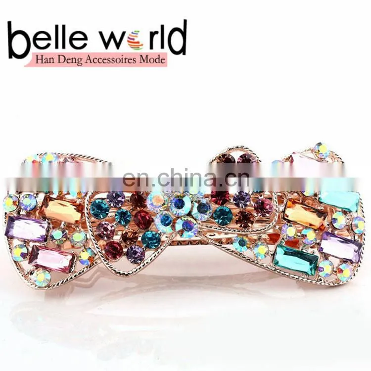2015 Latest Fashion Bow Rhinestone Barrette Hair Clip