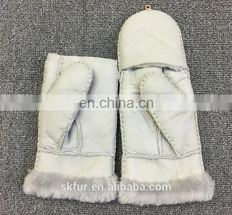 China factory wholesale genuine sheepskin fur leather gloves for men and kids