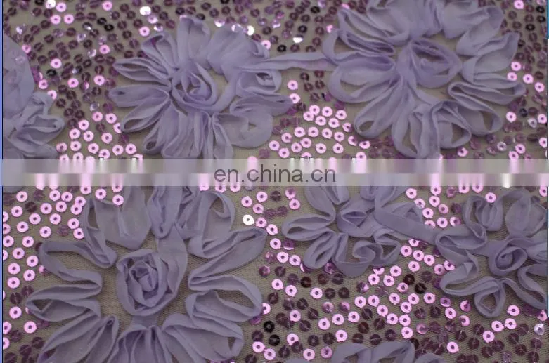 Shining Embroidered flowers fabrics for dress