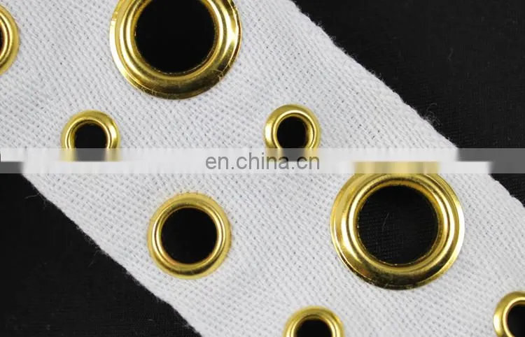 Gold eyelet style lace trim for decorative
