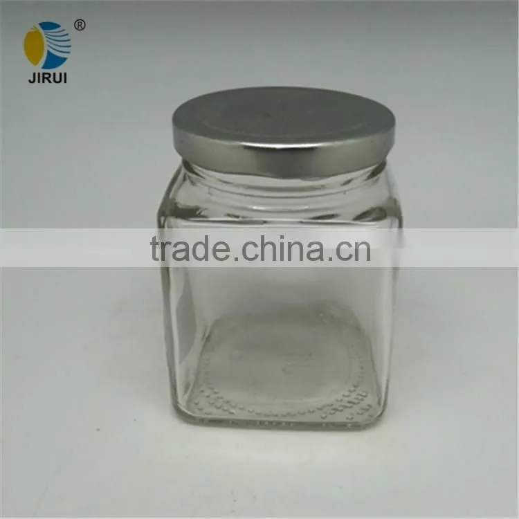 280ml square glass food jar with tinplate lid