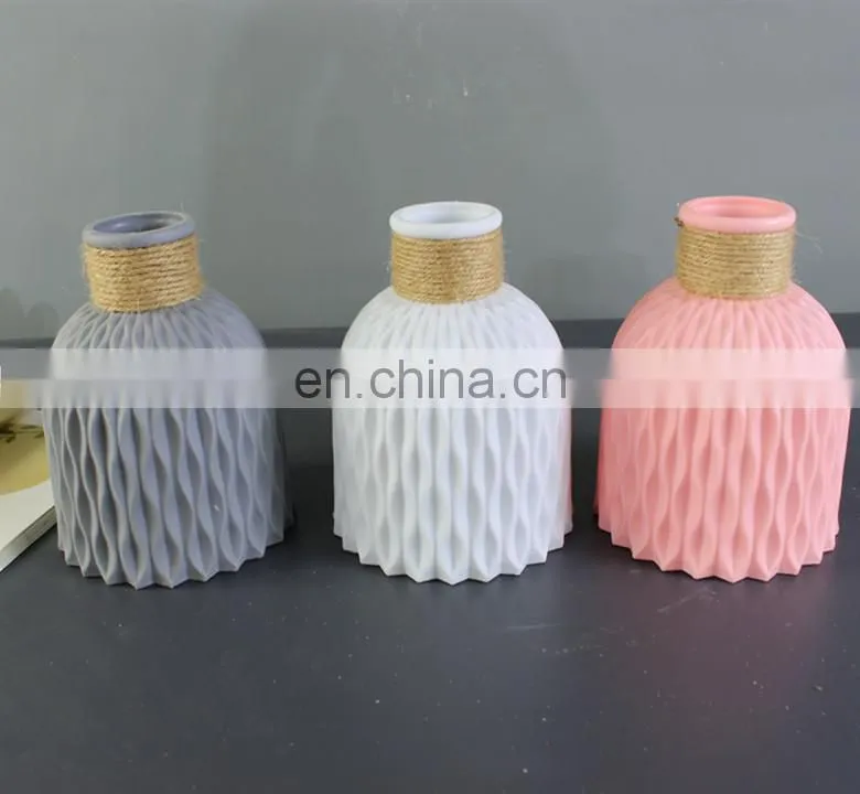 Modern Flower Vase Imitation Ceramic Flower Pot Decoration Home Plastic Vase Flower Arrangement Nordic Style Home Decoration